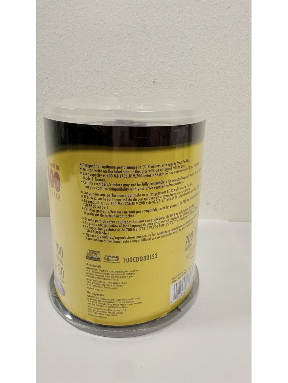 Sony CD R 100 Pack Sealed Blank Recordable Discs 700MB 80 Min High Speed